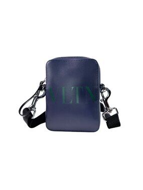 Valentino Garavani VLTN Logo Navy Leather Mini Crossbody Bag